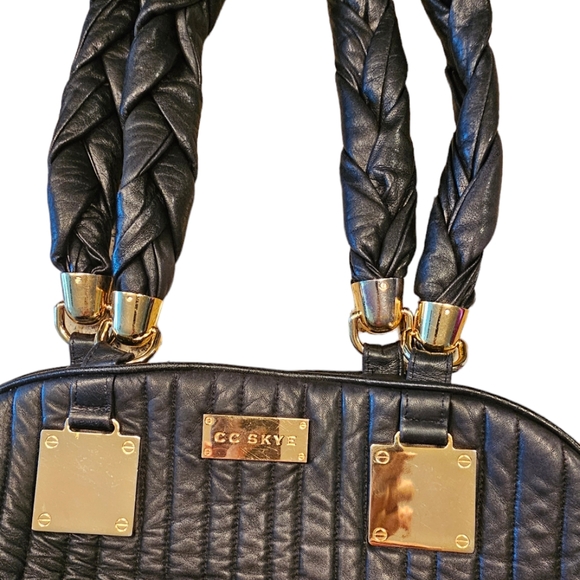 CC Skye Quilted Black Leather Braided Handles Shoulder bag - Picture 3 of 13